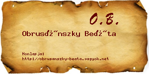 Obrusánszky Beáta névjegykártya